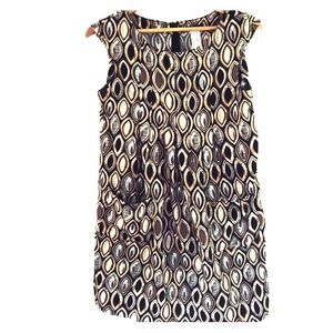 Mark. brown gold and black pocketed smock dress